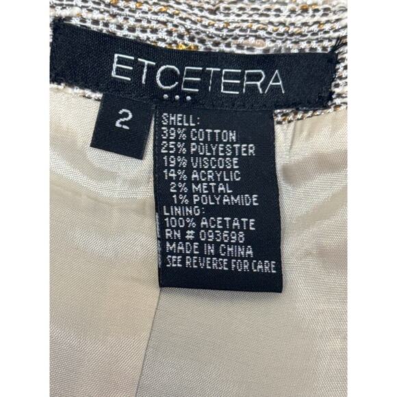 ETCETERA Beige Gold Sleeveless Tweed Sheath Dress Beaded Collar Belted Women's 2 - Picture 5 of 9